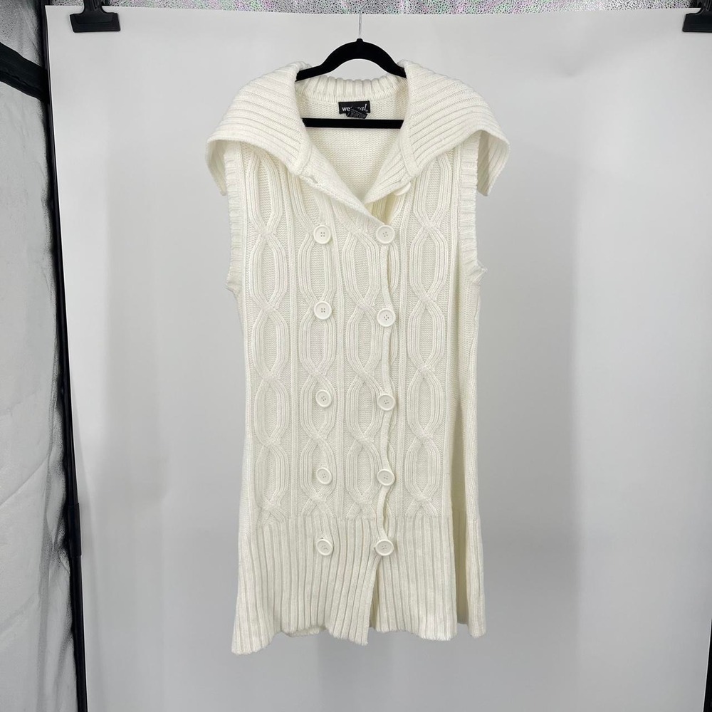 Vintage Y2K Women's Sweater Cardigan L Coquette Cable Knit Button Bella Elena